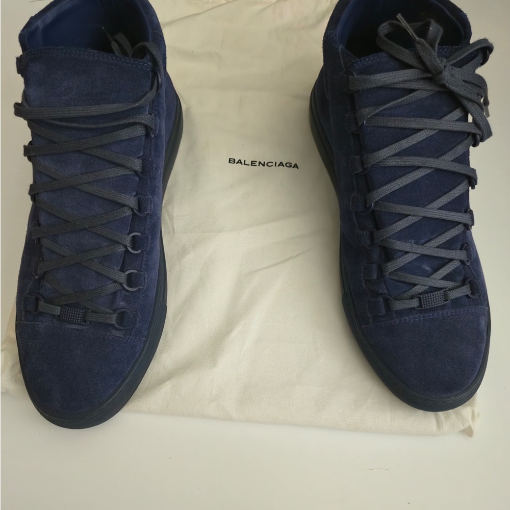 Authentic Balenciaga Men's Blue Suede Sneakers “Blue Marine”